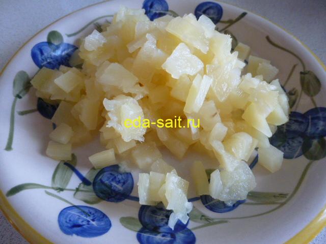 Ананасы в салат с ветчиной