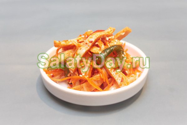 Кальмары по-корейски со сладким перцем