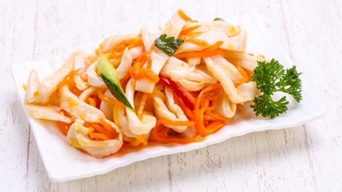 кальмары с морковью