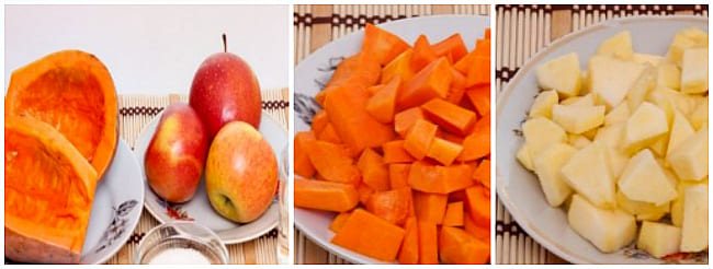 порезать яблоки и тыкву