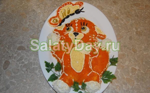 Салат лисья шуба с картофелем и грибами