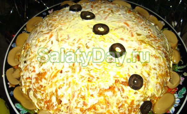 Салат лисья шубка с шампиньонами