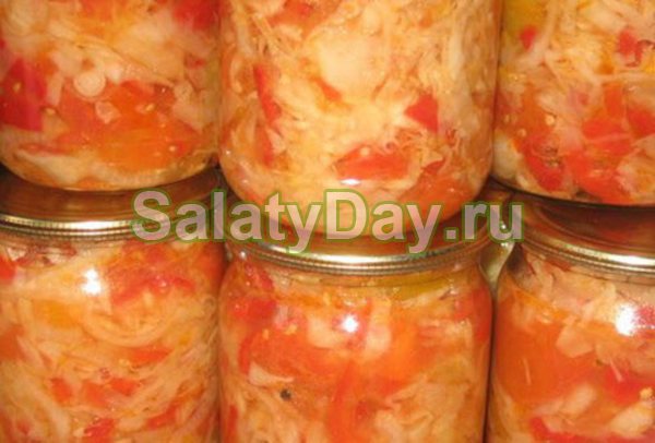 Салат с фасолью и капустой на зиму