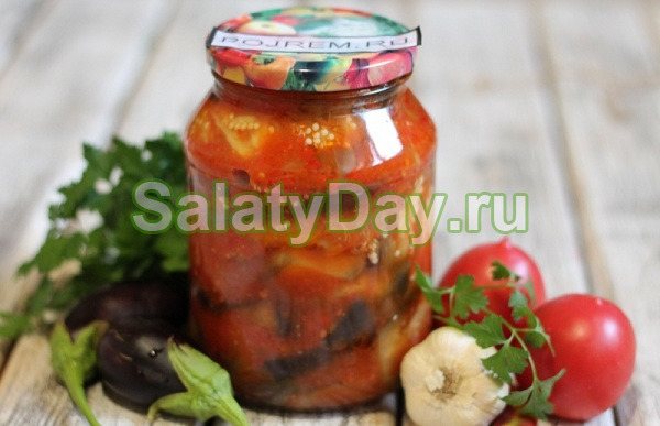 Тещин язык на зиму с кабачками и запеченными баклажанами